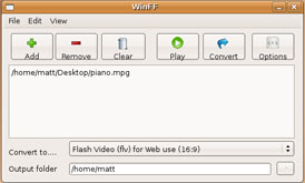 Convertir video en ubuntu - Pantalla del WinFF